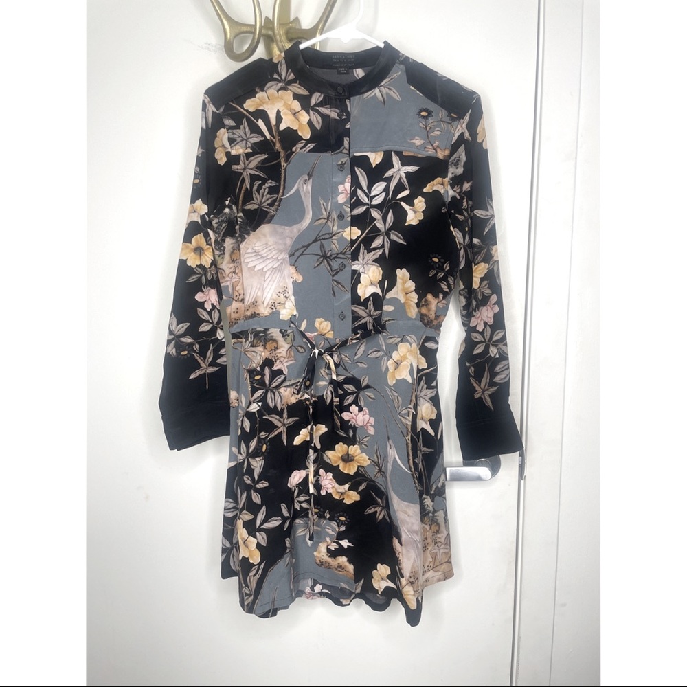 Allsaints black & floral dress . Never worn , US 4